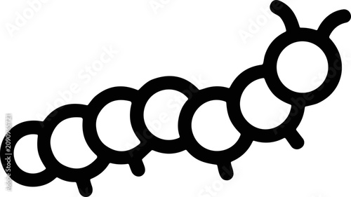 Bild auf Leinwand Simple Black Outline Caterpillar Icon on White Background, Vector Art