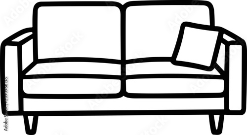 Bild auf Leinwand Simple line drawing of a two-seater sofa with a cushion