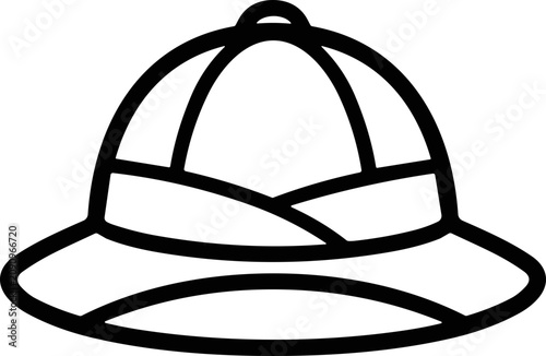 Canvastavla Safari Pith Helmet Icon - Explorer Adventure Hat Vector Illustration