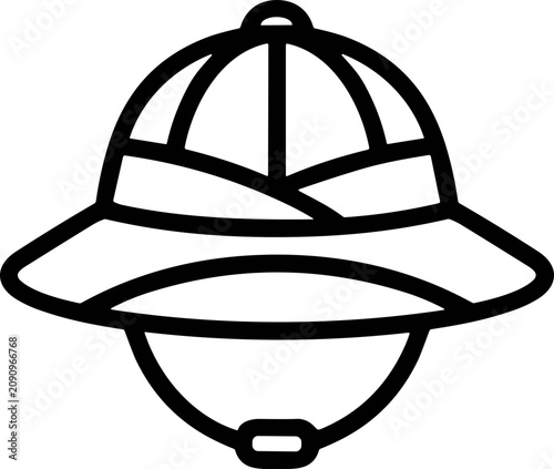 Konstfotografi Safari Hat Icon - Pith Helmet Outline Vector Illustration