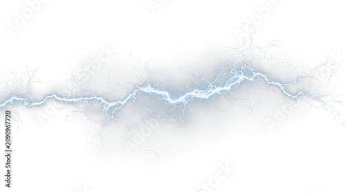 Foto Blue and white lightning bolt isolated on transparent background with bright blu
