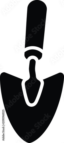 Фотография Silhouette design of a small handheld garden shovel trowel icon vector