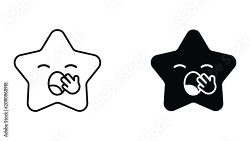 Foto Professional Minimal Vector Icon Yawning star character icon Editable Stroke, Ou