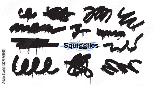 Tableau sur toile Hand drawn graffiti lines and squiggles set