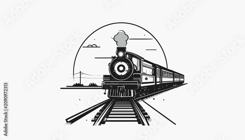 Photos Vintage steam locomotive engine on tracks.