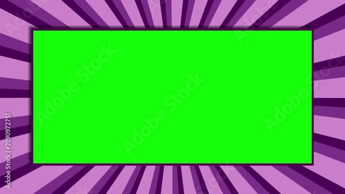 Rotating Sunburst Background with Green Screen Frame. Animated Chroma Key Border Overlay in 4K. Perfect for video editing, livestreams, and YouTube intros.