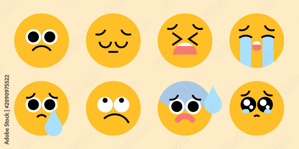 Fototapeta premium Expressive emoji faces collection vector