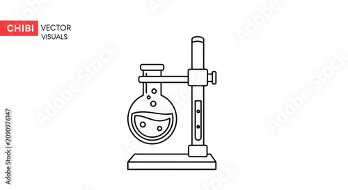 Slika na platnu Laboratory boiling flask on a metal retort stand