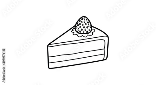 Photos Slice of strawberry shortcake line art drawing