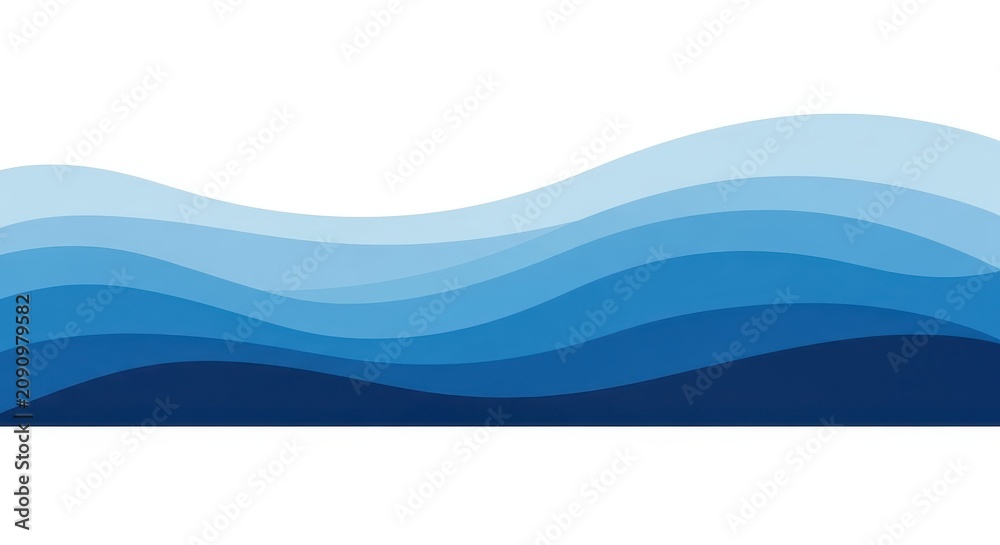 Naklejka premium Abstract Blue Wave Background with Layered Gradient Curves for Minimalist Graphic Design and Web Header Use