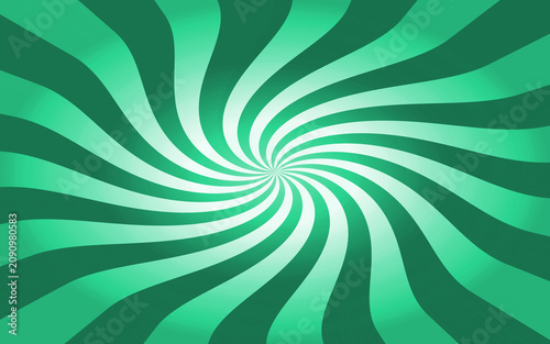 Swirling green and white spiral vortex pattern with curved radial lines and soft gradient effects