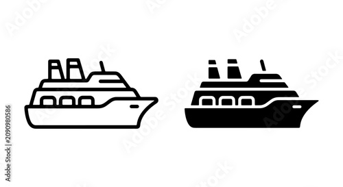 Tableau sur toile Cruise Ship Icons, Maritime Transport Vector Set, Ocean Liner Silhouette Collect