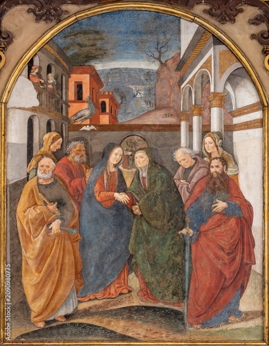 LUCCA, ITALY - JUNE 23, 2026: The painting of Visitation in the church Basili...