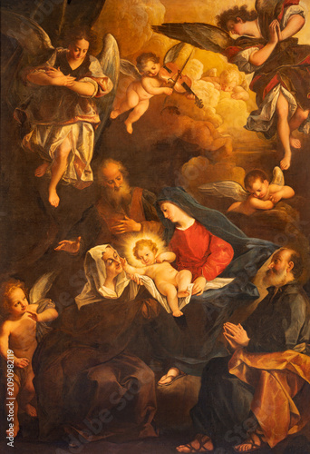 LUCCA, ITALY - JUNE 23, 2026:  The painting of Holy Family among the angels i...