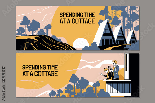 Spending Time at a Cottage Banner Design	