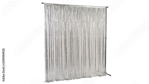 Obraz na płótnie Elegant white fringe curtain soft textile wave decoration isolated on transparen