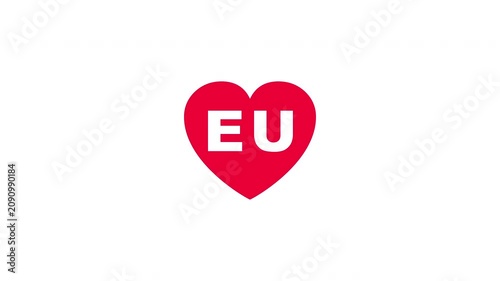 Pulsing Red Heart Icon With Eu E+u E U Breathing Love Symbol Loop Animation On White Background