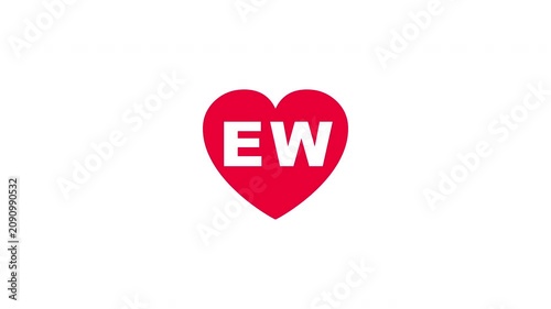 Pulsing Red Heart Icon With Ew E+w E W Breathing Love Symbol Loop Animation On White Background