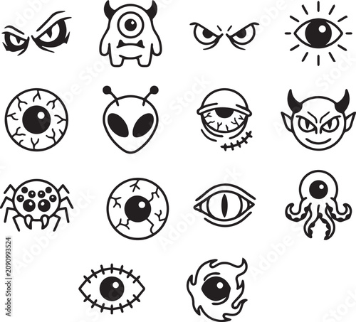 set of funny monsters