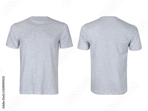Light Gray Plain T-Shirt Mockup Front and Back Template Isolated On Transparent Background PNG