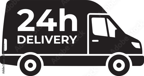 Photography Delivery van icon with 24h delivery text