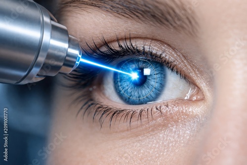 Laser eye correction close-up during medical procedure. Ai generative