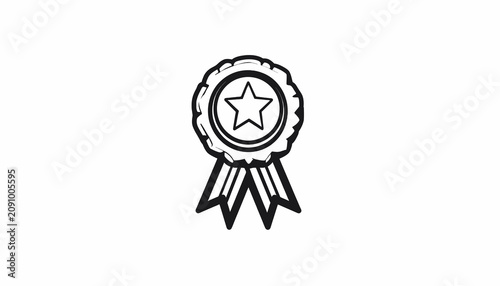 Cuadro en lienzo Ribbon star award symbol icon.
