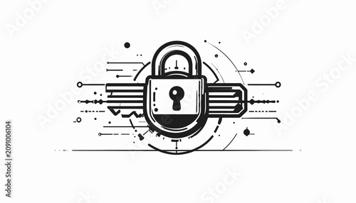 Obraz na plátně Padlock with keyhole and wings security.
