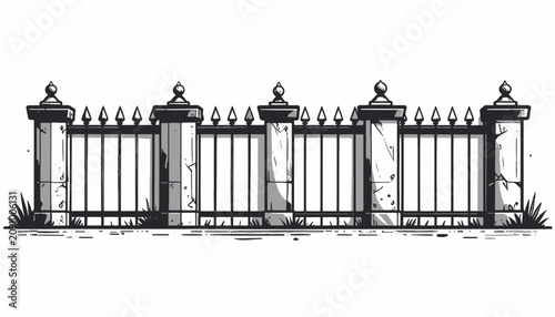 Obraz na płótnie Iron Fence Gate with Decorative Tops.