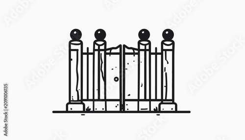 Metal Gate with Round Post Tops.