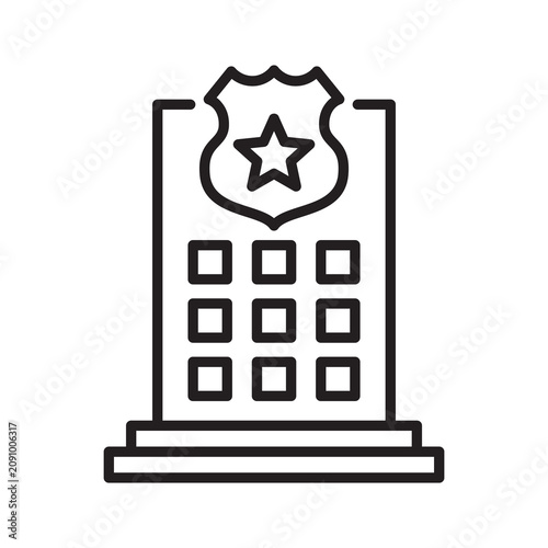 фотографія Police headquarters building with badge line icon