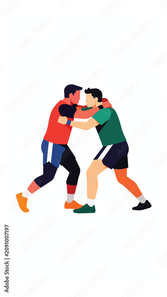 Obraz premium Two boys play fight in sportswear on white background capturing childhood friendship and energy sports action scene