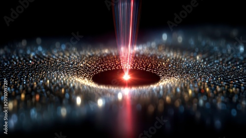 Cosmic Black Hole with Light Beams and Sparkling Stars Visual