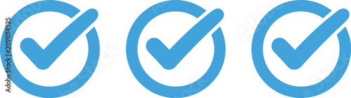 Foto Blue Checkmark icons representing approval verification confirmation accepted ch
