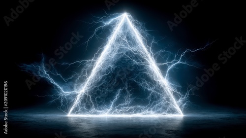 Electric Triangle with Neon Aura and Dynamic Lightning Effects