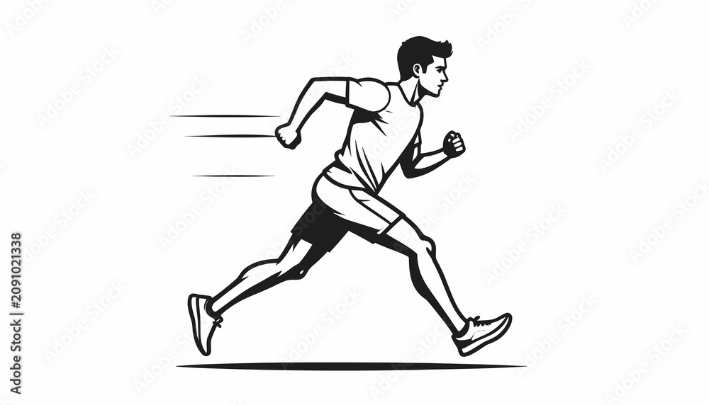Obraz premium Man Running in Shorts and Tshirt.