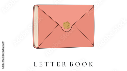 Bild auf Leinwand A Correlated Book and Envelope: An artistic representation of a closed book, designed to resemble a sealed envelope with a golden wax stamp, suggesting a blend of communication and literature