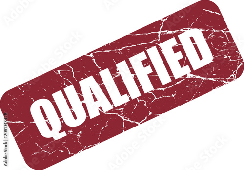 Foto Red grunge qualified stamp vector illustration for certification status concept