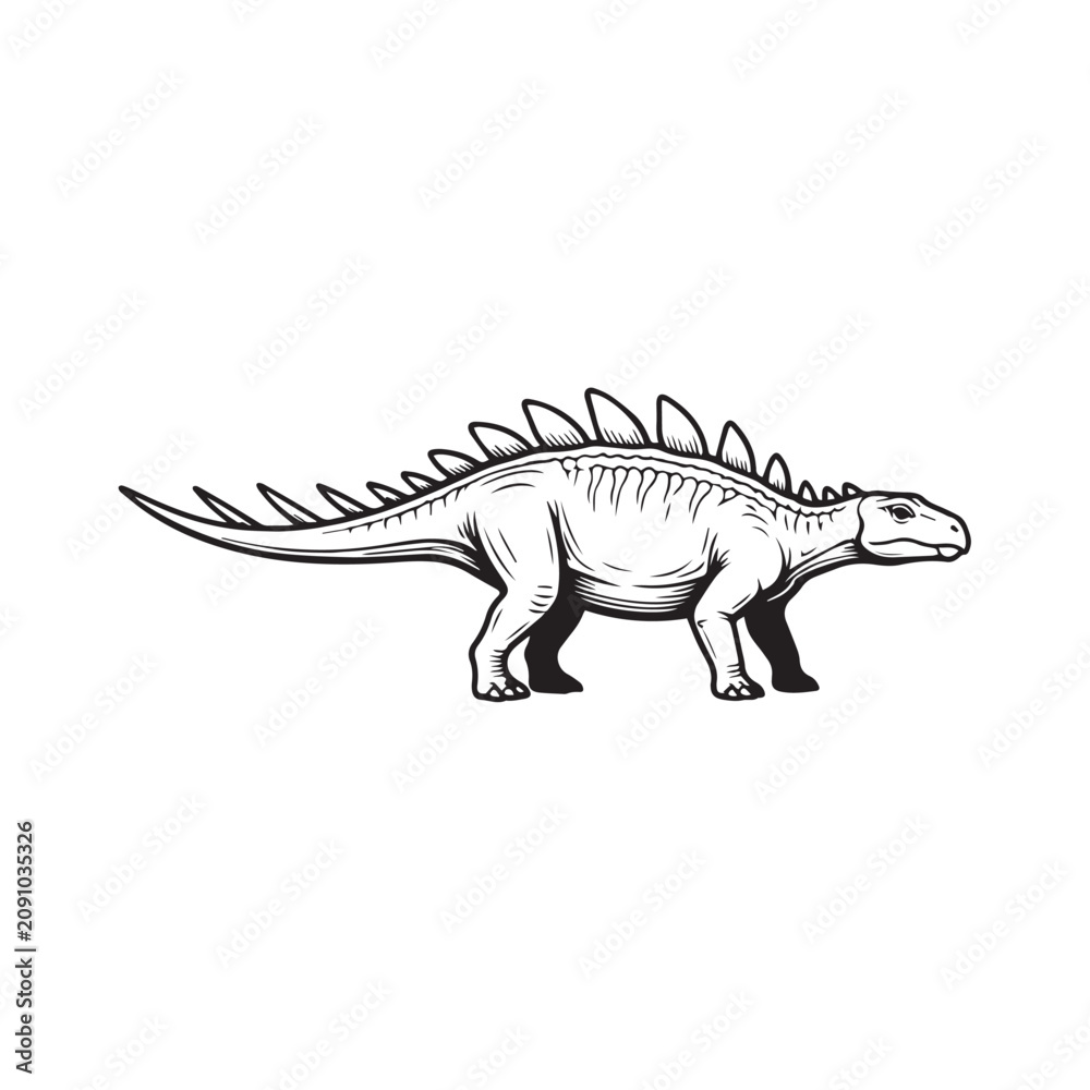 Fototapeta premium black and white dinosaur vector illustration