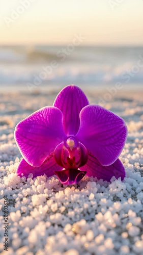 Purple Orchid on Sandy Beach.