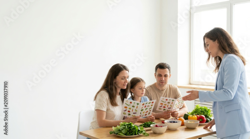 Nutritionist providing guidance to families for healthy meal planning