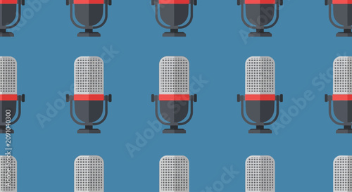Vintage Microphone Pattern Vector Illustration
