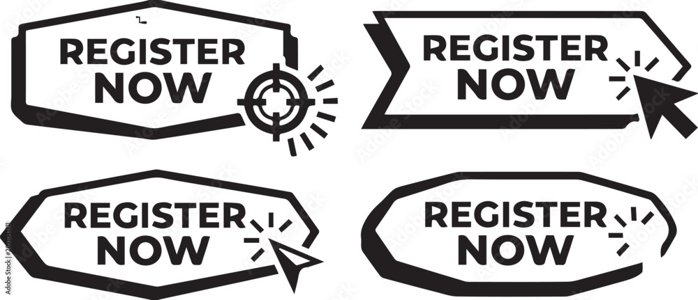 Obraz premium Register Now Buttons Set Vector Icons For Web UI Design Elements
