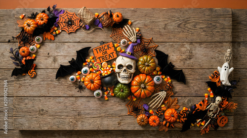 Halloween Decorations Isolated on Still Life Pumpkins Skull on a transparent background