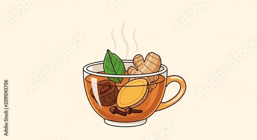 glass of tea with ginger 