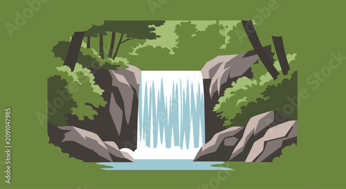 Fotografie serene_waterfall_vector_graphic