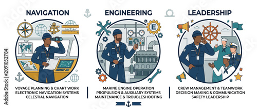 Maritime Professions: Navigation, Engineering, and Leadership Roles on a Ship