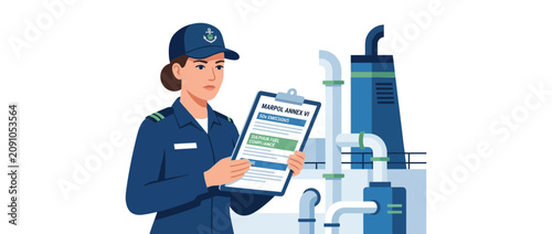 Female Inspector Checks Industrial Plant Equipment and Documents