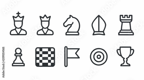 Tableau sur toile Minimalist chess and strategy icons for competitive gaming