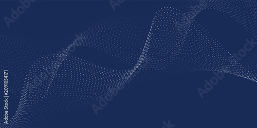 Obraz na płótnie A modern abstract background featuring digital waves made of glowing dots over an ideal dark blue theme